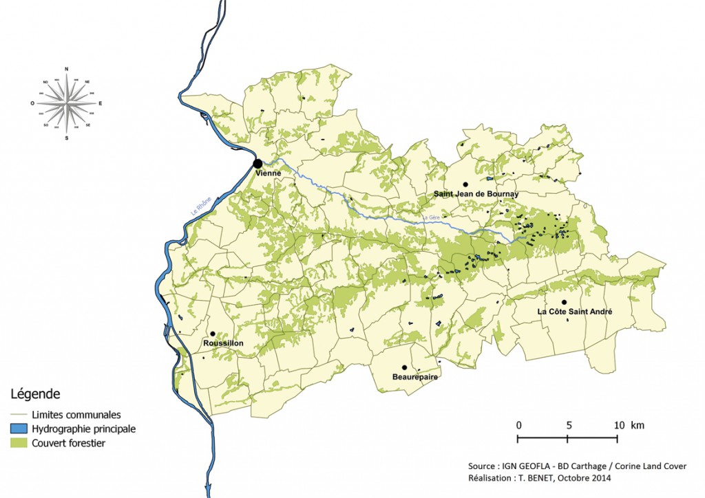 Le territoire de Charte Forestière de Territoire Bas-Dauphiné Bonnevaux