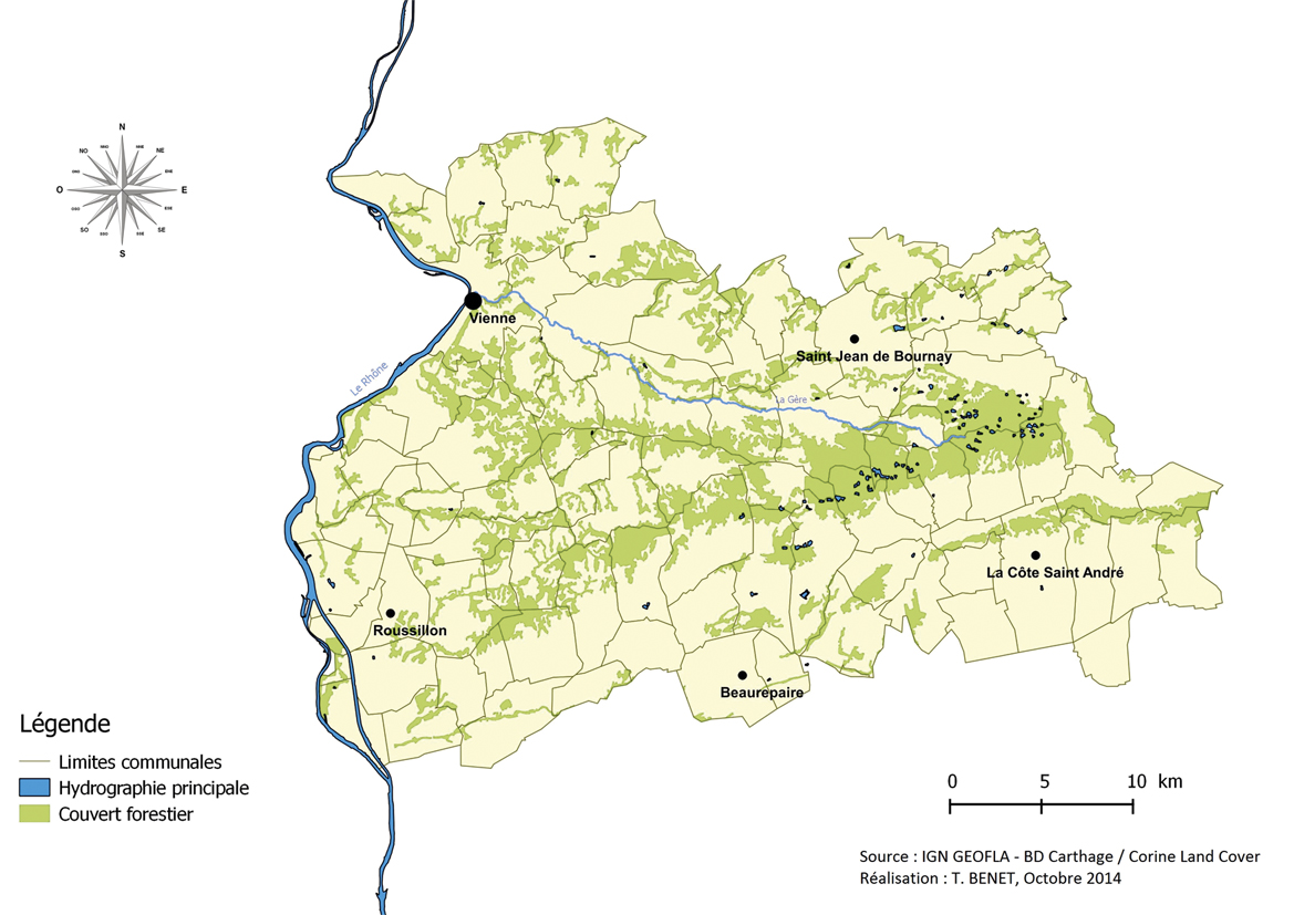 Le territoire de Charte Forestière de Territoire Bas-Dauphiné Bonnevaux